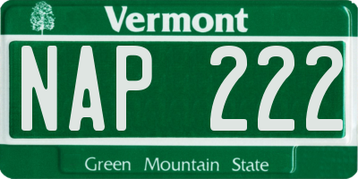VT license plate NAP222
