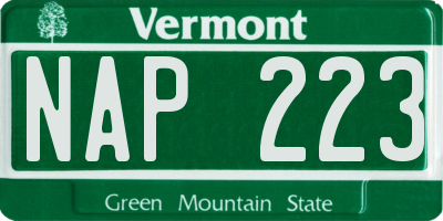 VT license plate NAP223