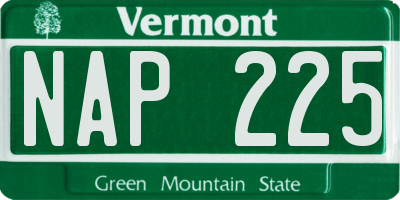 VT license plate NAP225