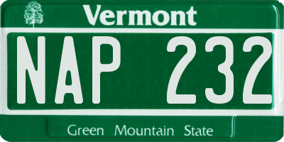 VT license plate NAP232