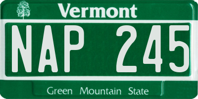 VT license plate NAP245
