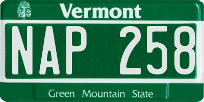 VT license plate NAP258