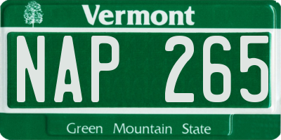 VT license plate NAP265