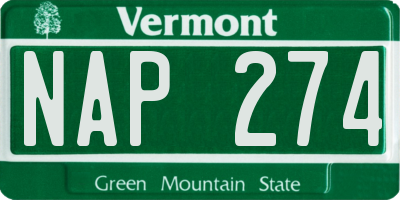 VT license plate NAP274