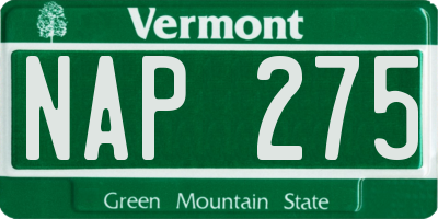 VT license plate NAP275