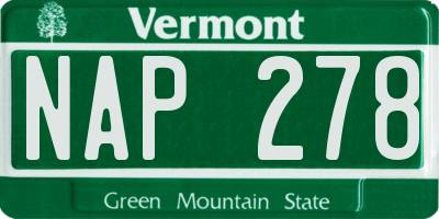 VT license plate NAP278