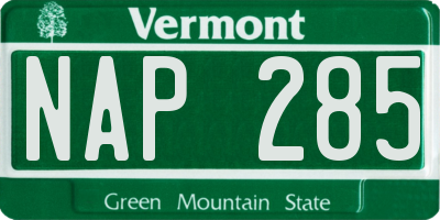 VT license plate NAP285