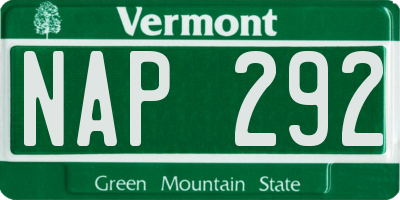 VT license plate NAP292