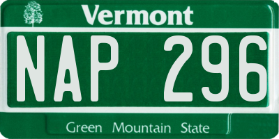 VT license plate NAP296