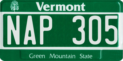VT license plate NAP305