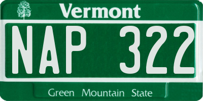 VT license plate NAP322