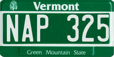 VT license plate NAP325