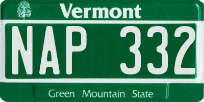 VT license plate NAP332