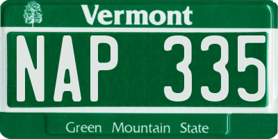 VT license plate NAP335
