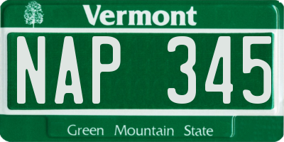 VT license plate NAP345