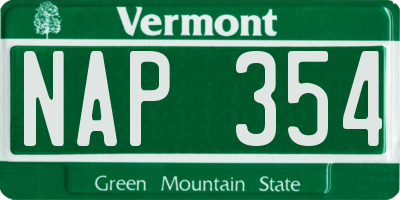 VT license plate NAP354