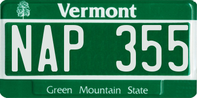 VT license plate NAP355