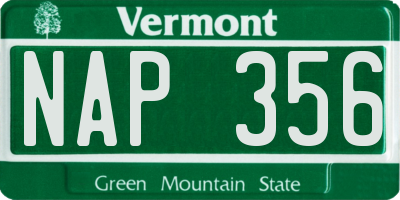 VT license plate NAP356