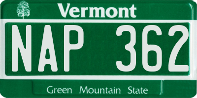 VT license plate NAP362