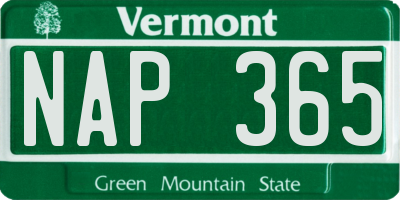 VT license plate NAP365