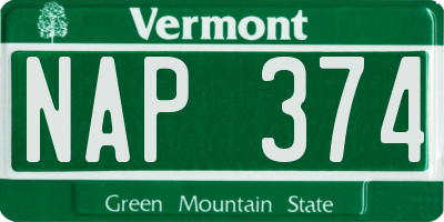 VT license plate NAP374