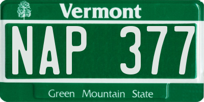 VT license plate NAP377