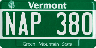 VT license plate NAP380