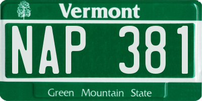 VT license plate NAP381