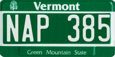 VT license plate NAP385