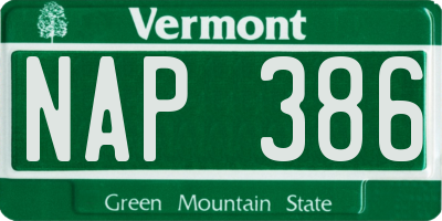 VT license plate NAP386