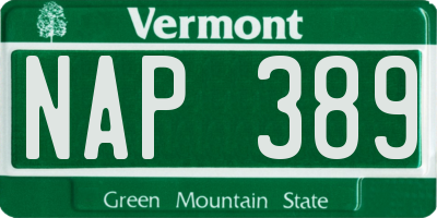 VT license plate NAP389