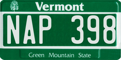 VT license plate NAP398