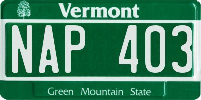 VT license plate NAP403