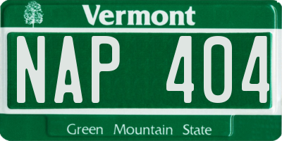 VT license plate NAP404