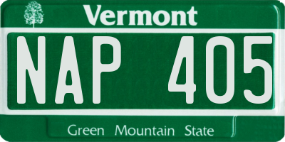 VT license plate NAP405