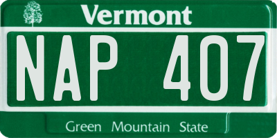 VT license plate NAP407