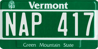 VT license plate NAP417