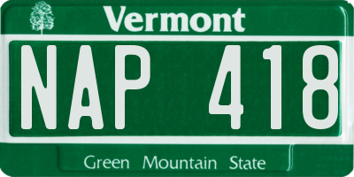 VT license plate NAP418
