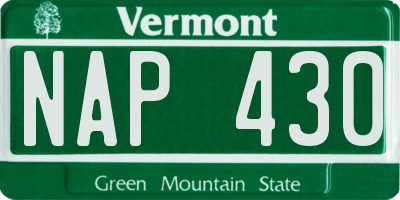 VT license plate NAP430