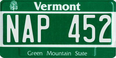 VT license plate NAP452