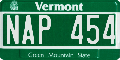 VT license plate NAP454