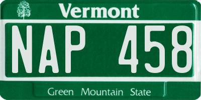 VT license plate NAP458