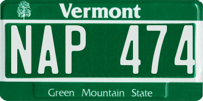 VT license plate NAP474