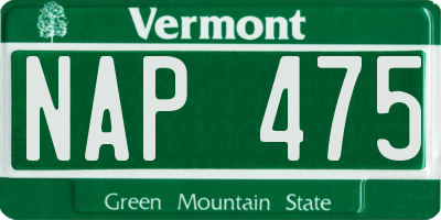 VT license plate NAP475