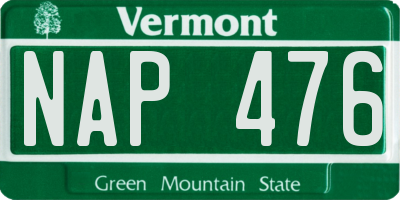 VT license plate NAP476