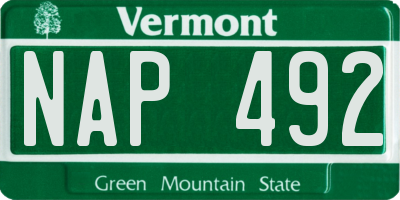 VT license plate NAP492
