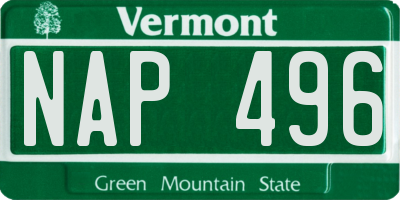 VT license plate NAP496
