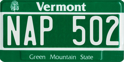 VT license plate NAP502