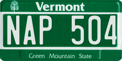 VT license plate NAP504