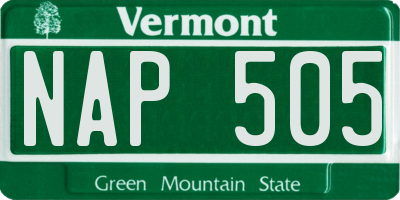 VT license plate NAP505